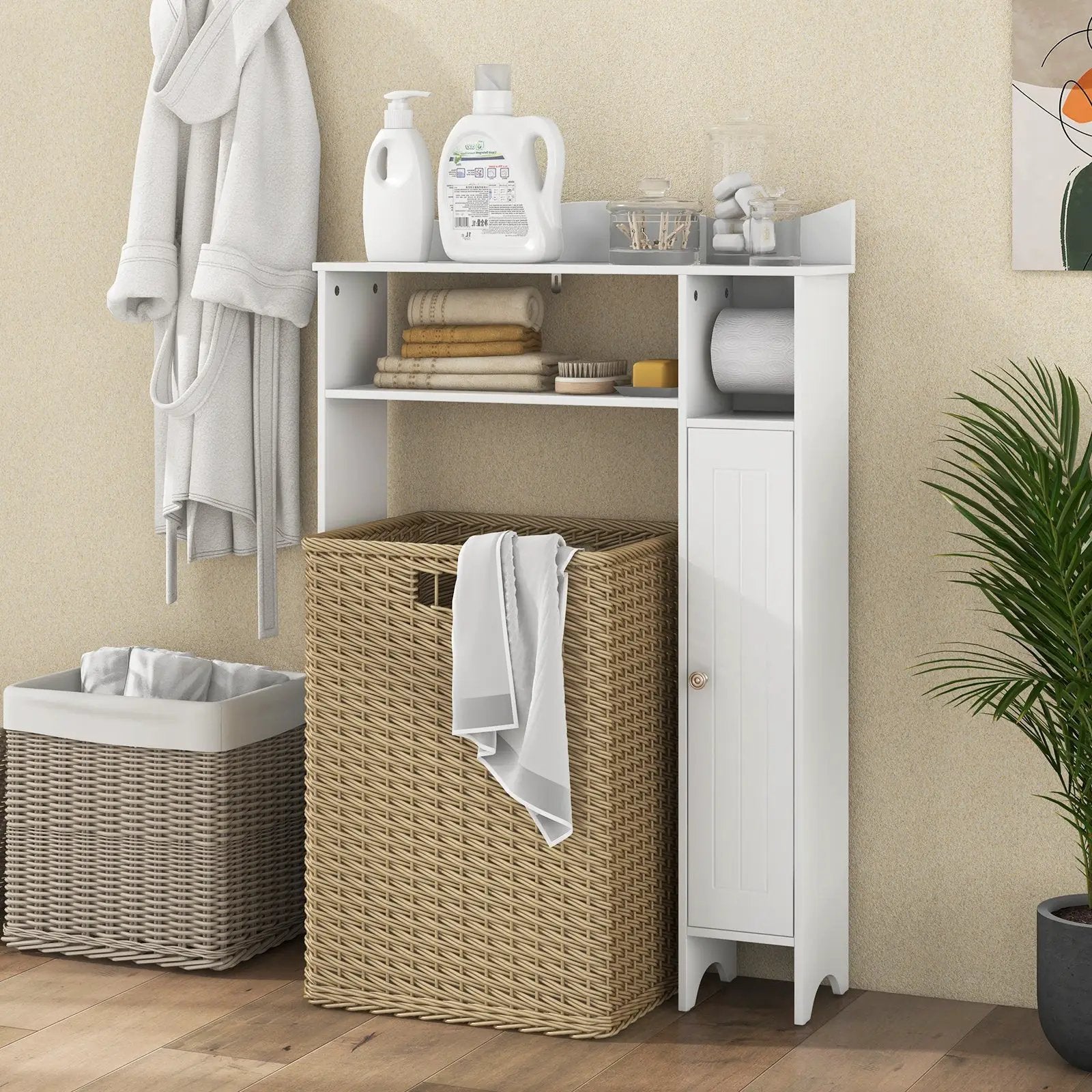 Wood Over the Toilet Bathroom Space Saver with Paper Holder and Shelf by DirectDeals