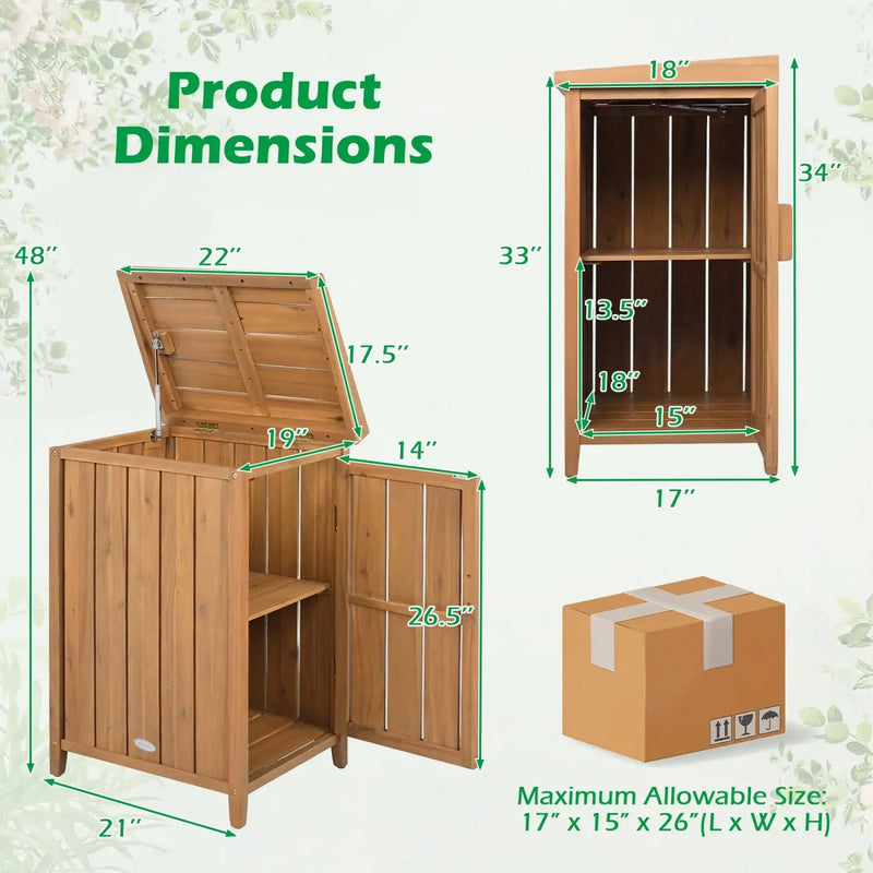 Wood Package Delivery Box with Openable Lid and Removable Shelf for Garden by DirectDeals