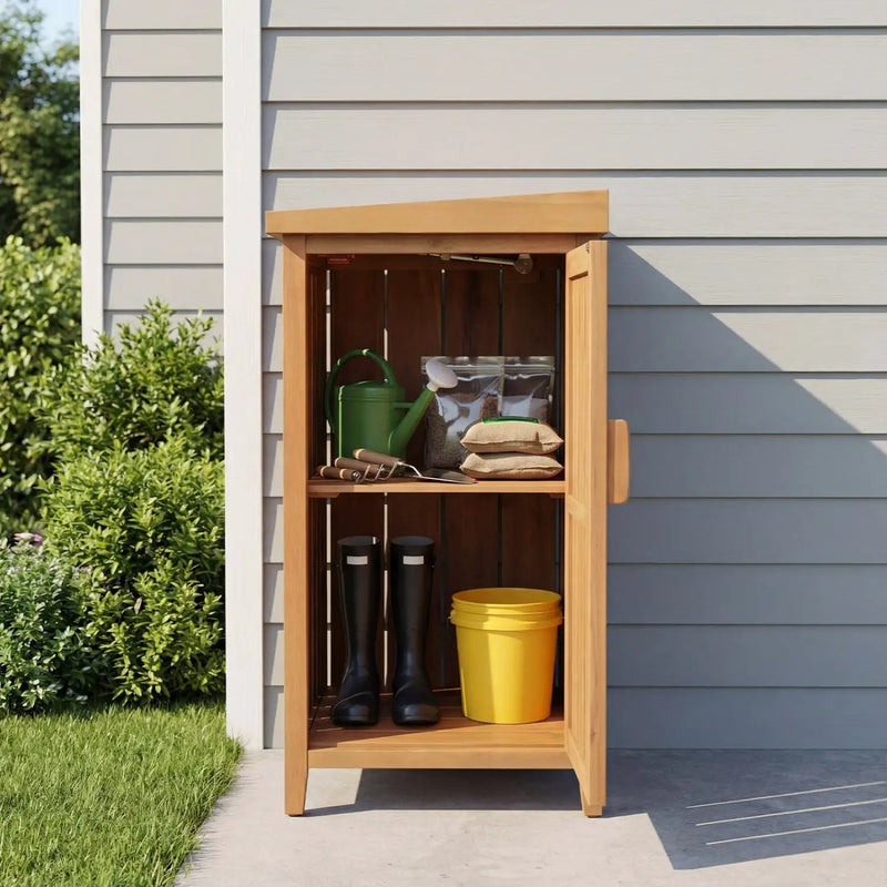 Wood Package Delivery Box with Openable Lid and Removable Shelf for Garden by DirectDeals