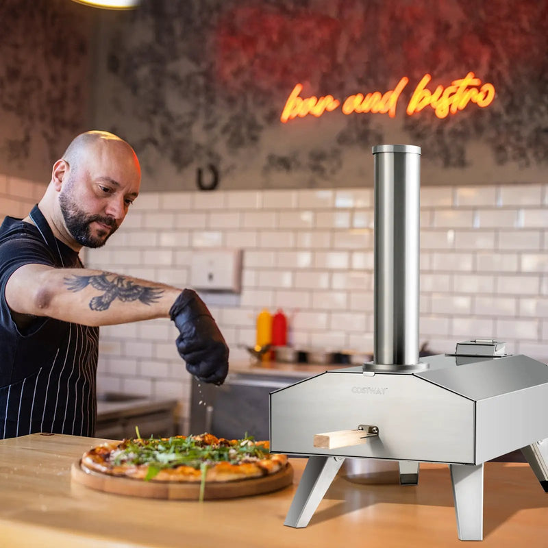 Portable Stainless Steel Outdoor Pizza Oven with 12 Inch Pizza Stone by DirectDeals