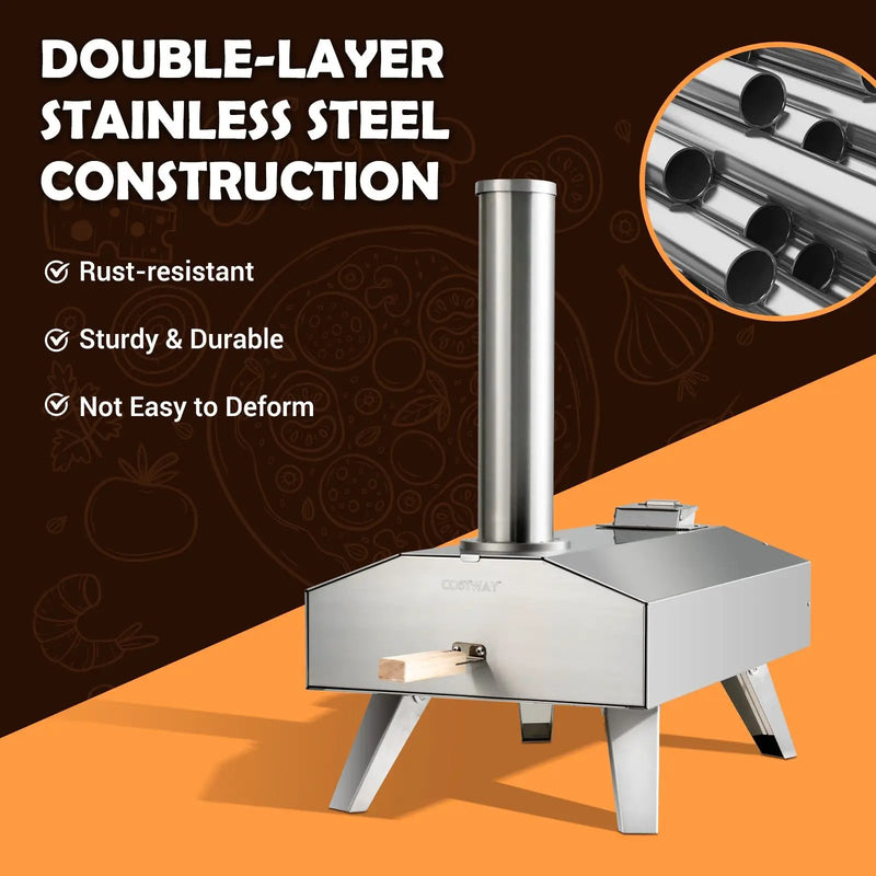 Portable Stainless Steel Outdoor Pizza Oven with 12 Inch Pizza Stone by DirectDeals