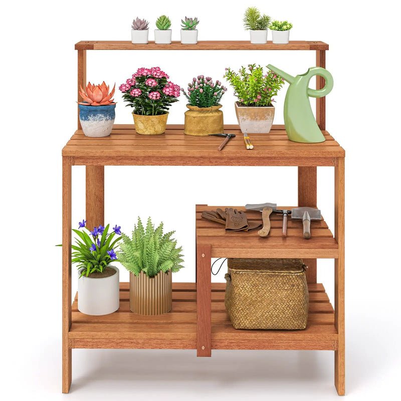 Outdoor Garden Potting Wood Planting Workstation with Open Shelves by DirectDeals