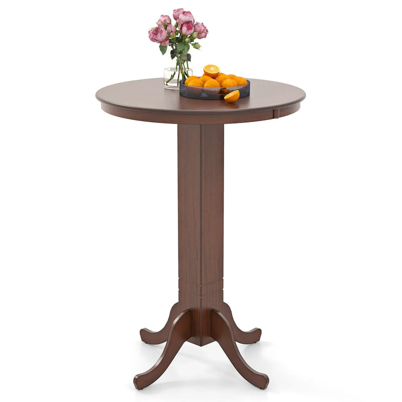 Wood Pub Round Dining Table with Pedestal Base by DirectDeals