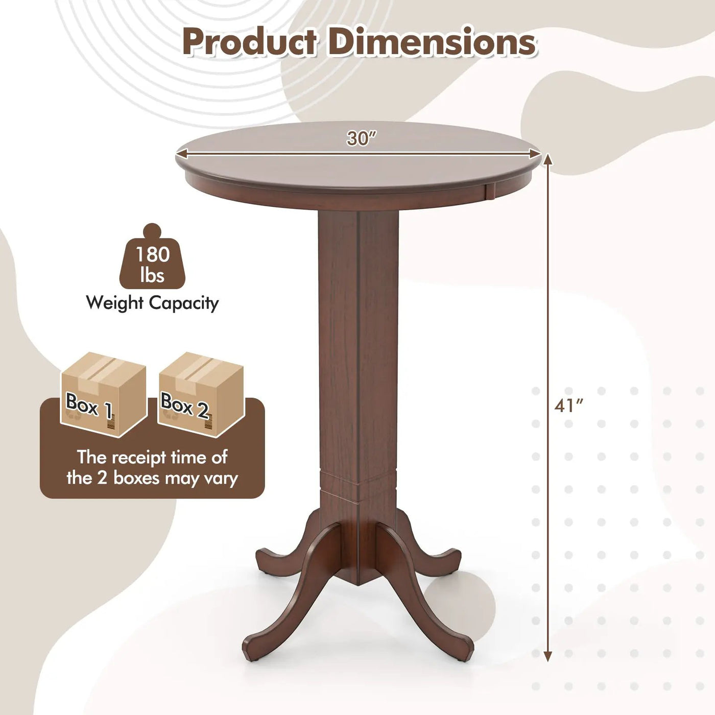 Wood Pub Round Dining Table with Pedestal Base by DirectDeals