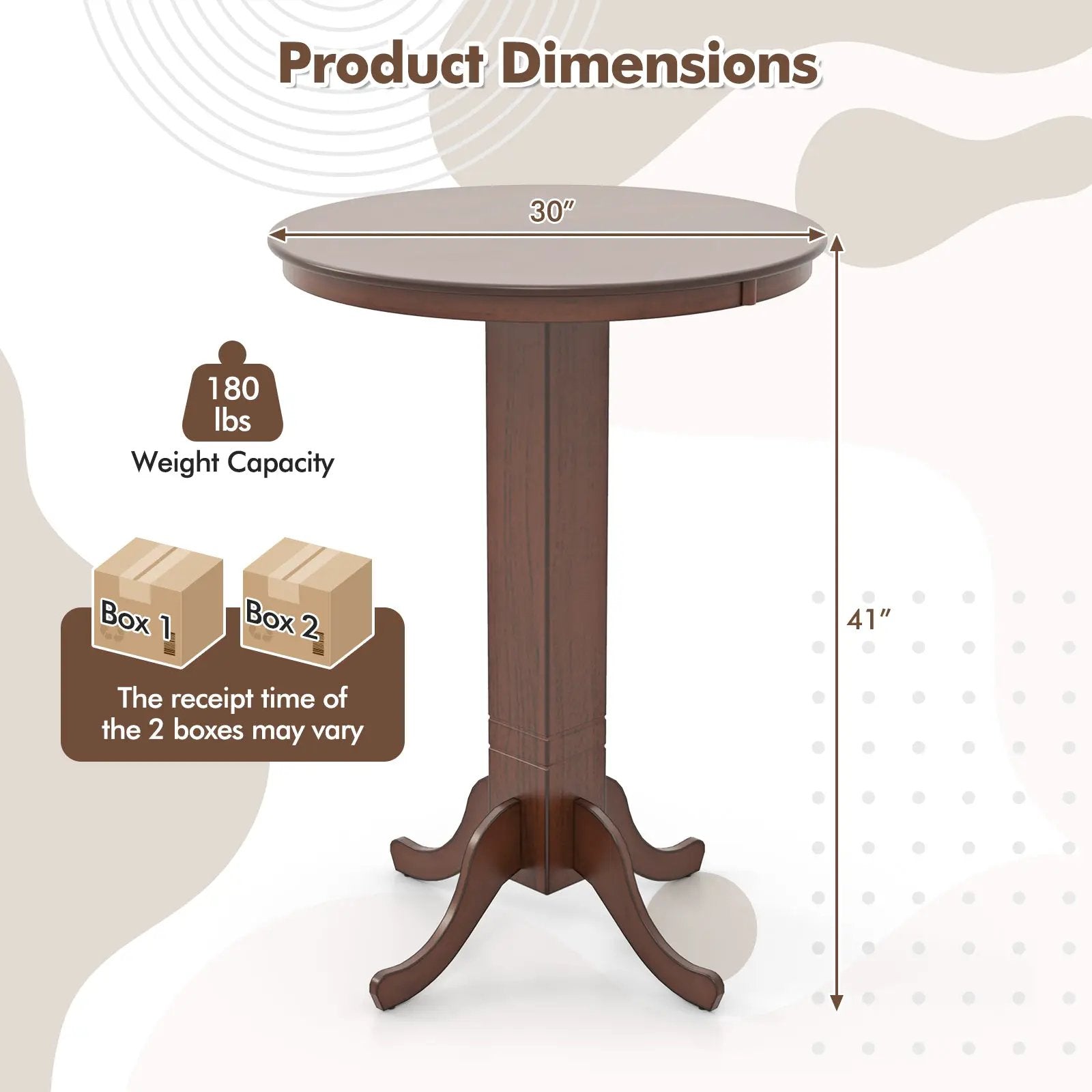 Wood Pub Round Dining Table with Pedestal Base by DirectDeals