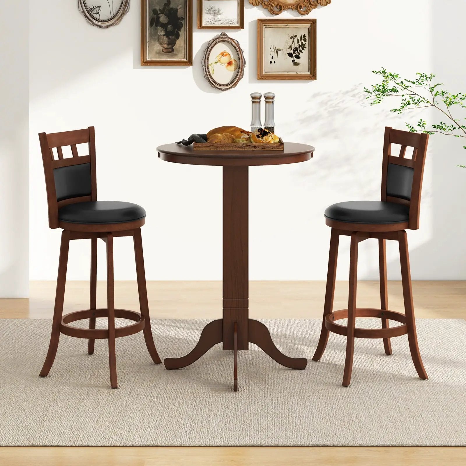 Wood Pub Round Dining Table with Pedestal Base by DirectDeals