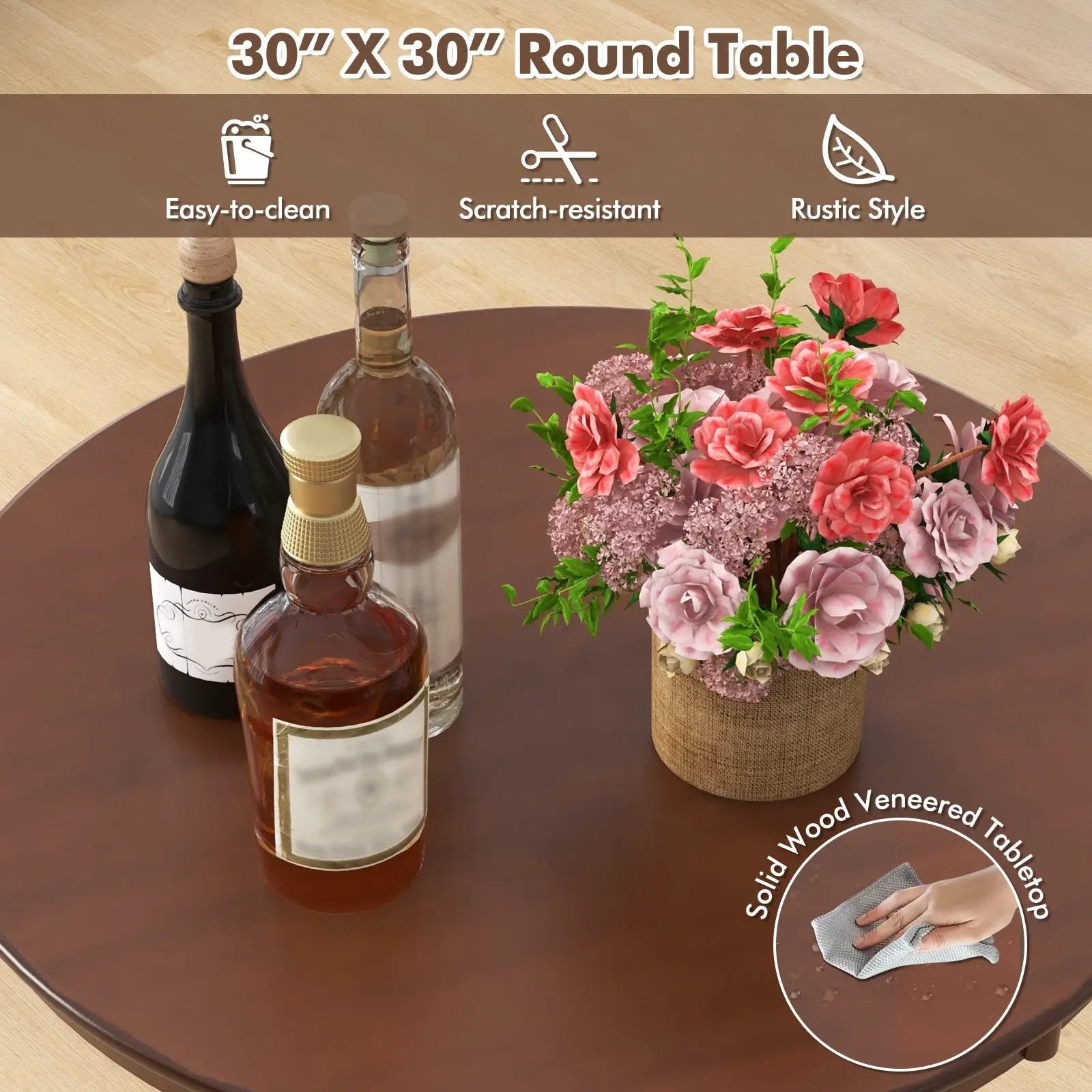 Wood Pub Round Dining Table with Pedestal Base by DirectDeals