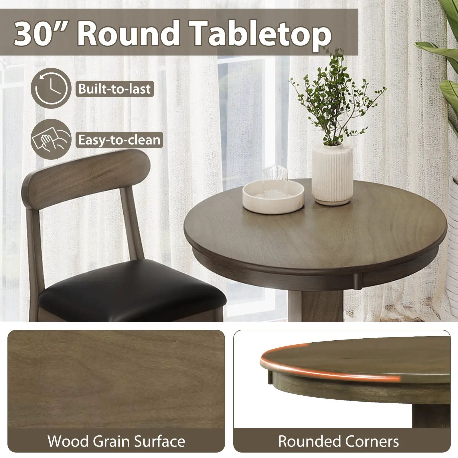 Wood Pub Round Dining Table with Pedestal Base by DirectDeals