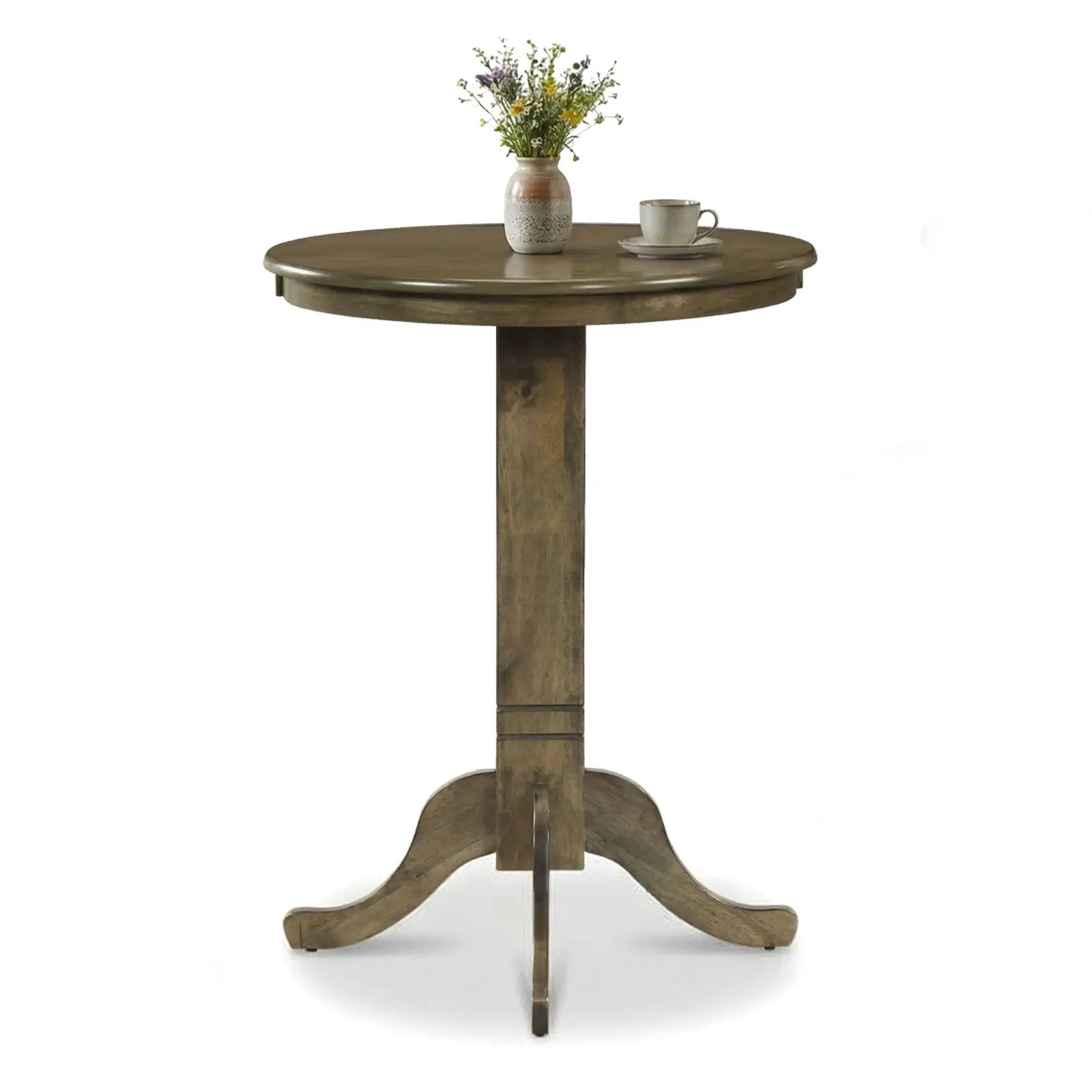 Wood Pub Round Dining Table with Pedestal Base by DirectDeals