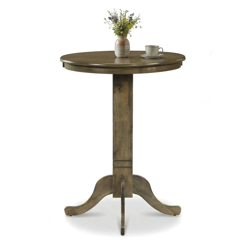 Wood Pub Round Dining Table with Pedestal Base by DirectDeals