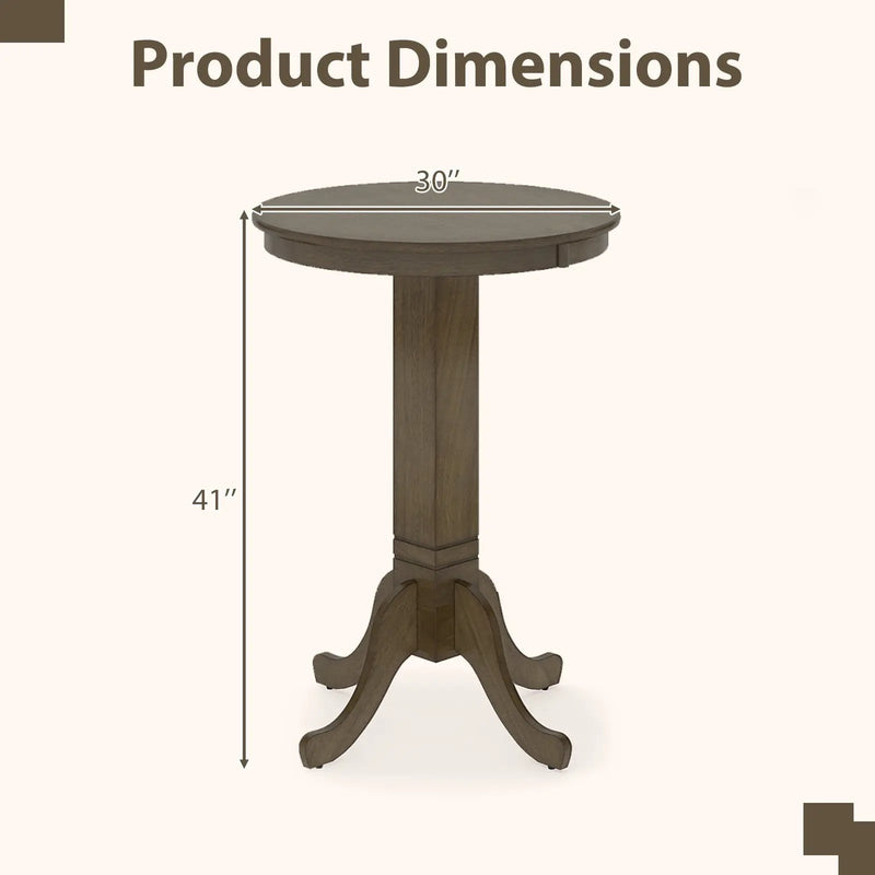 Wood Pub Round Dining Table with Pedestal Base by DirectDeals