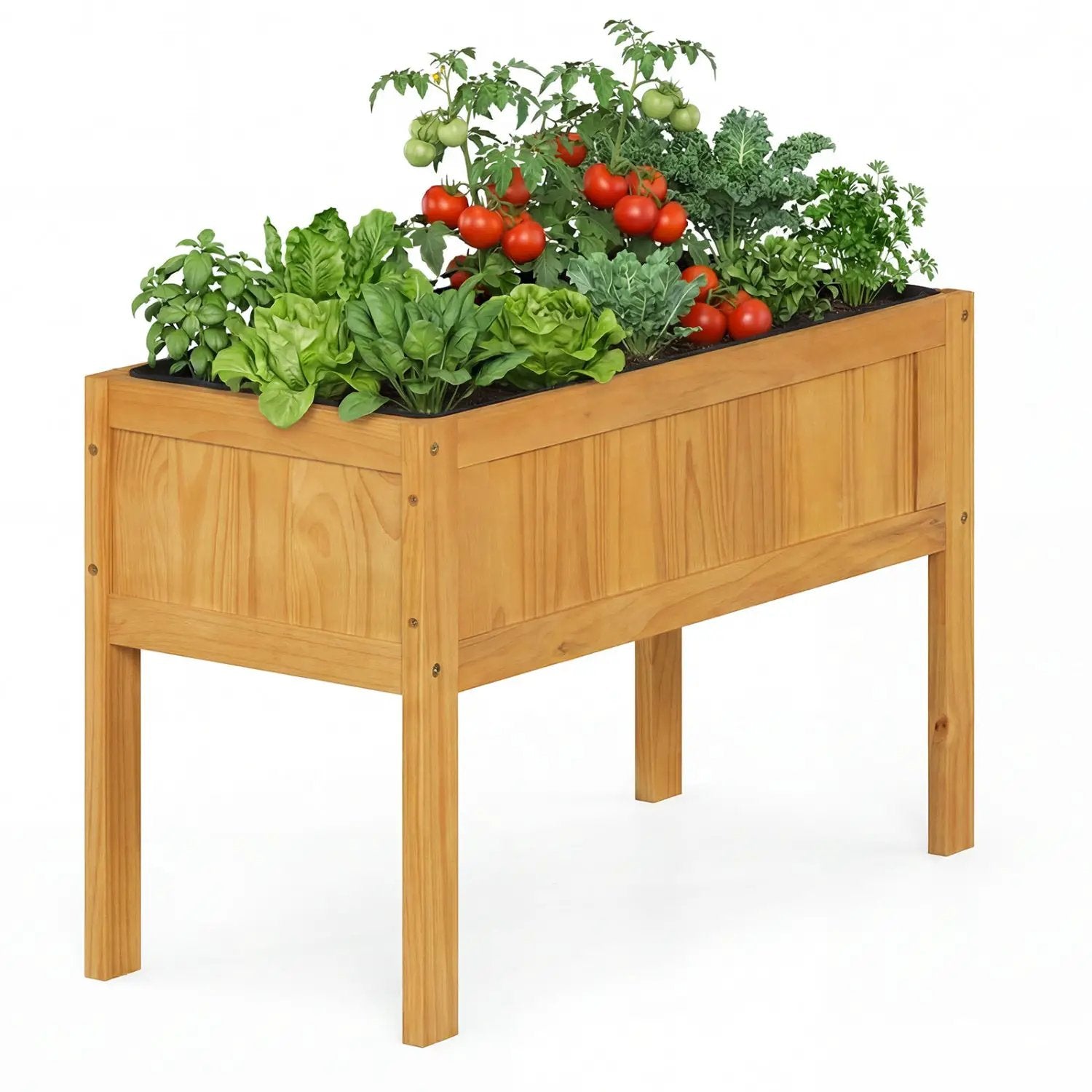 Wood Raised Garden Bed Elevated Planter Box with Bed Liner and Drainage Holes for Vegetables Flowers Herbs by DirectDeals