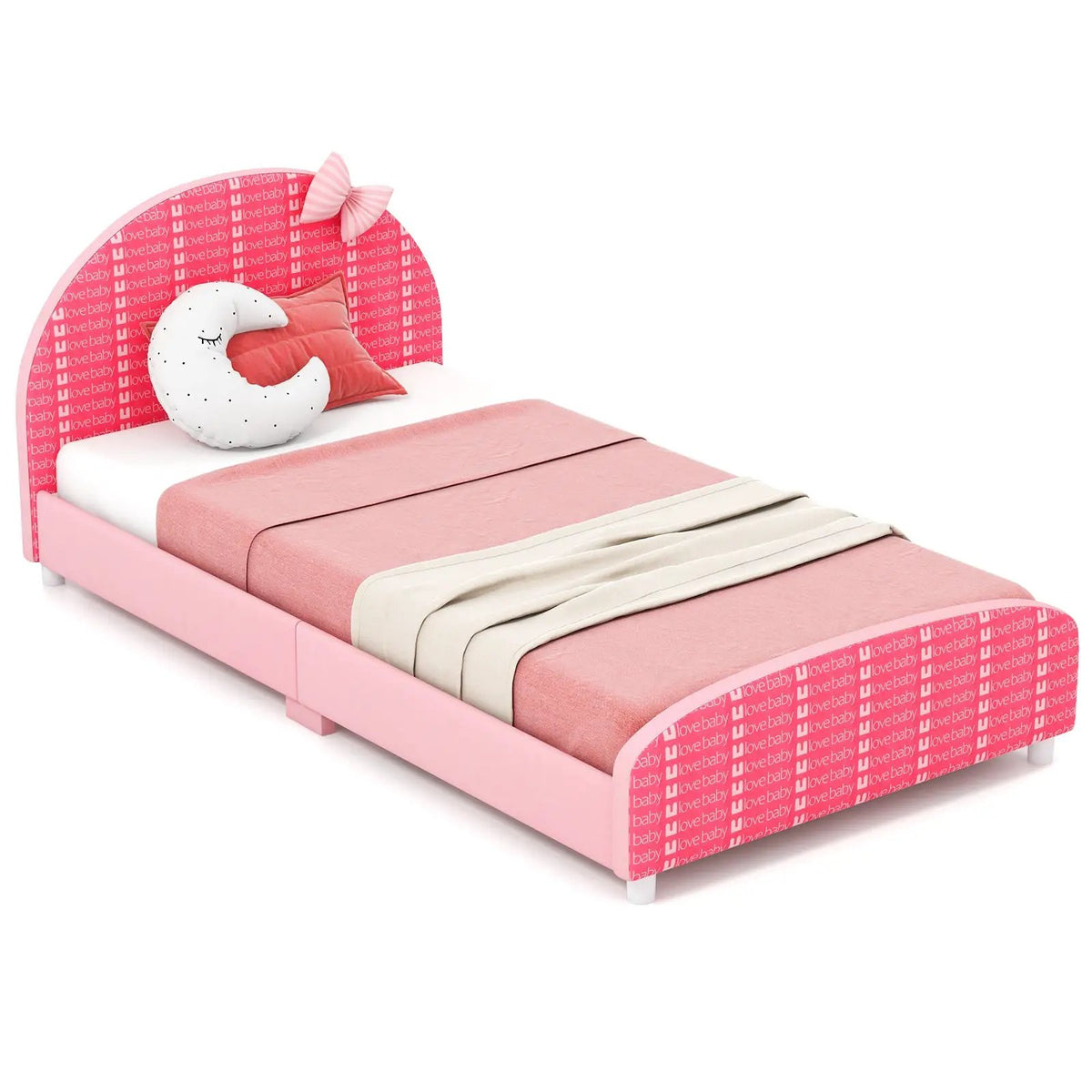 Wood Upholstered Twin Bed Platform with Slat Support by DirectDeals