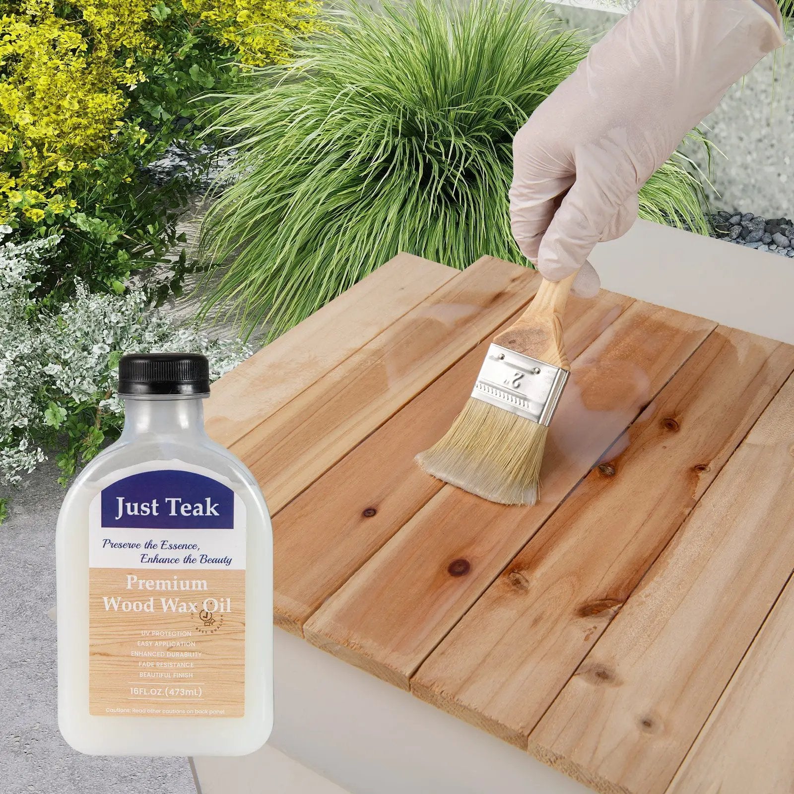 Wood Wax Oil for Outdoor and Indoor Furniture Teak Care Kit to Restore and Protect Wood by DirectDeals