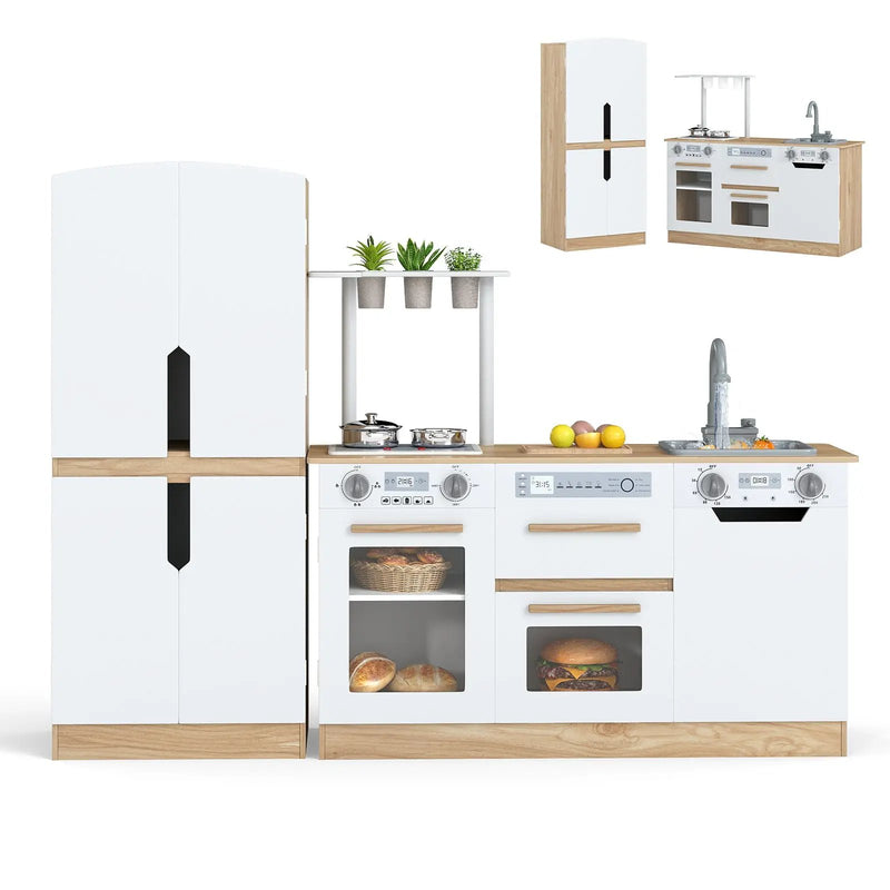 Wooden 2 Piece Kids Kitchen Playset with Fridge and Running Water by DirectDeals