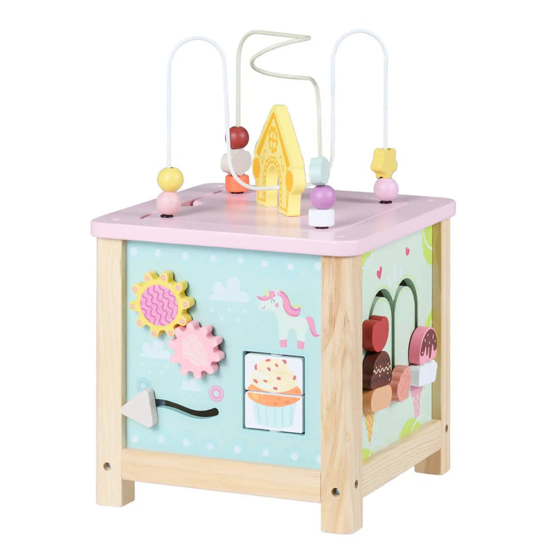 Wooden Activity Cube with Montessori Sensory Toys for Toddlers by DirectDeals
