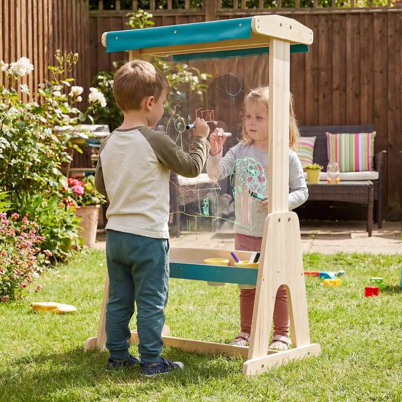 Wooden Art Easel for Kids with Canopy and Paper Roll by DirectDeals