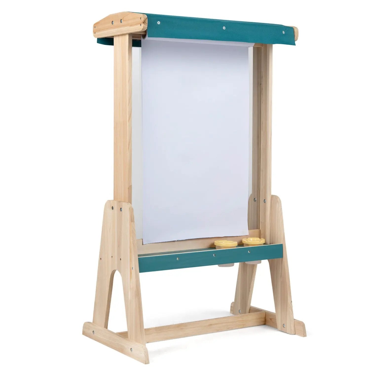 Wooden Art Easel for Kids with Canopy and Paper Roll by DirectDeals
