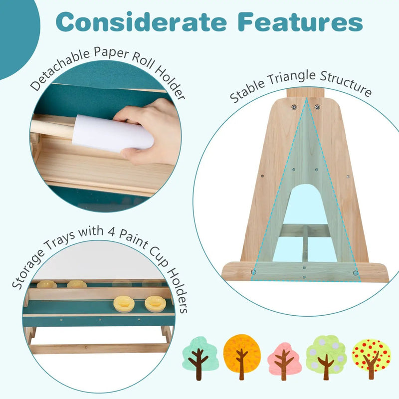 Wooden Art Easel for Kids with Canopy and Paper Roll by DirectDeals