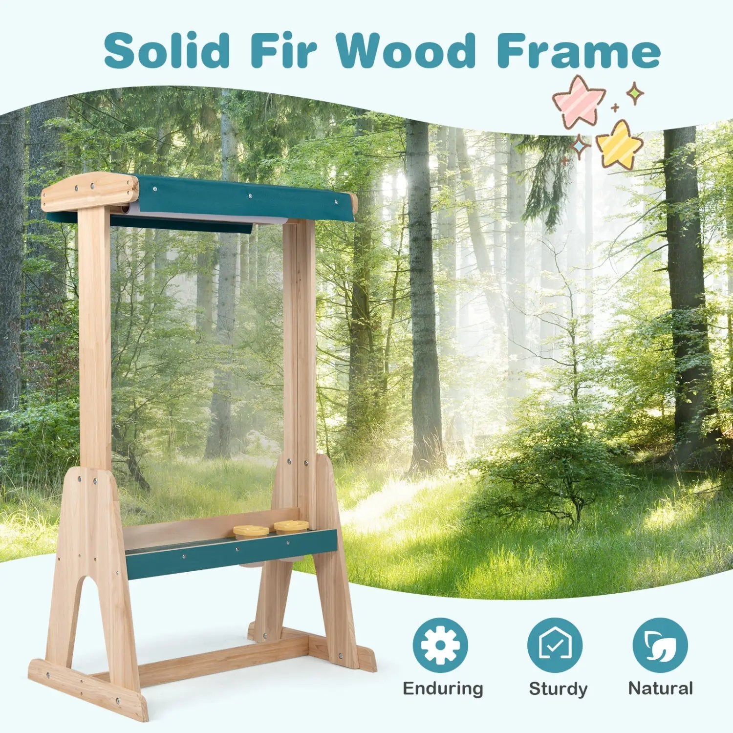 Wooden Art Easel for Kids with Canopy and Paper Roll by DirectDeals