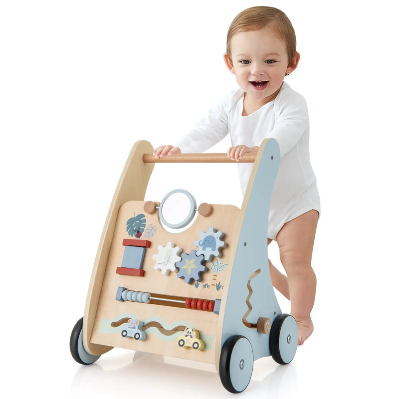 Wooden Baby Push and Pull Walker with Multi-Activity Learning Center by DirectDeals