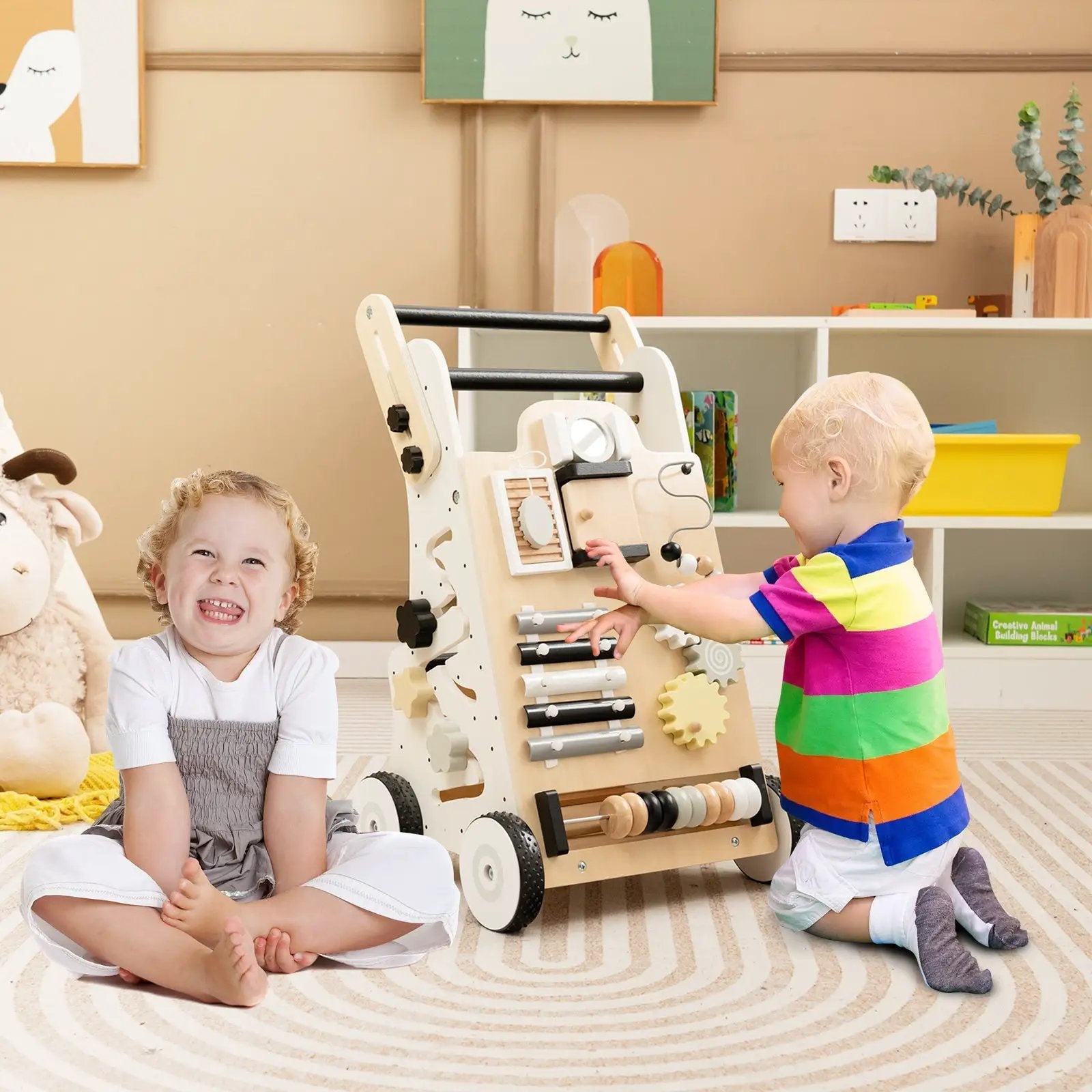 Wooden Baby Walker with Height Adjustable Handles by DirectDeals