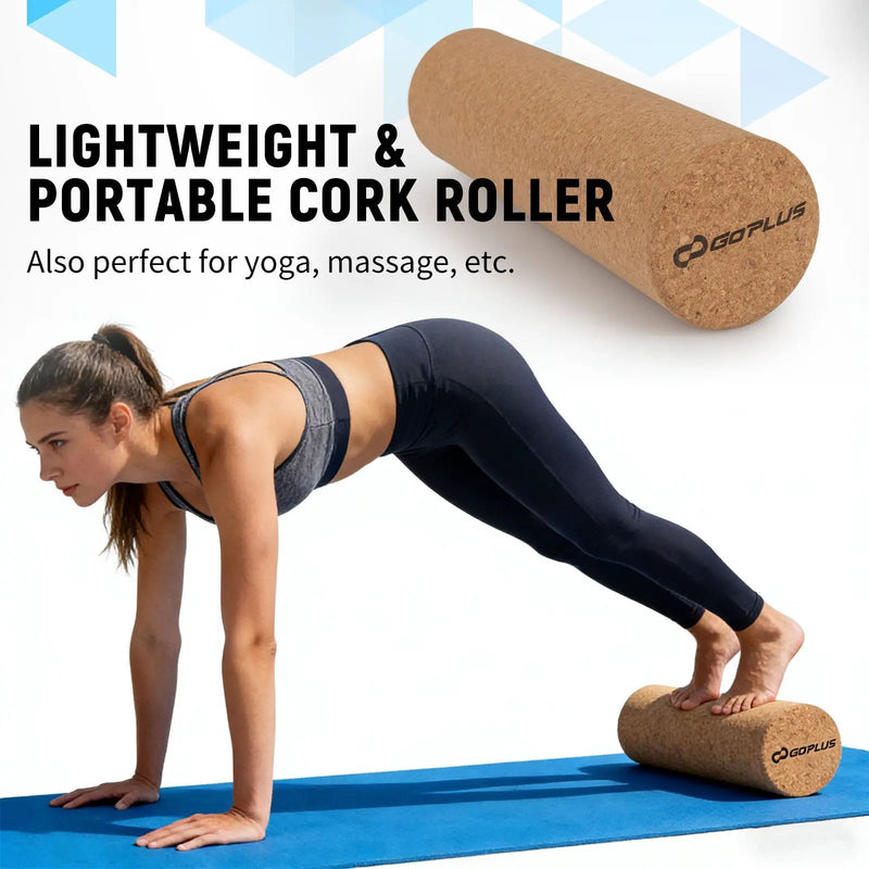 Wooden Balancing Board with Cork Roller and Storage Rack to Exercise by DirectDeals