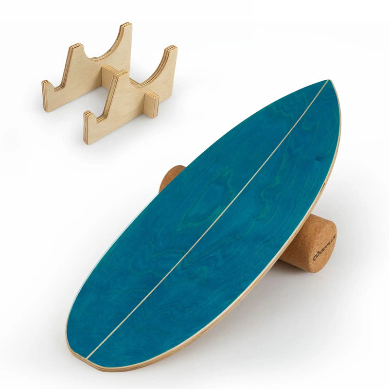 Wooden Balancing Board with Cork Roller and Storage Rack to Exercise by DirectDeals