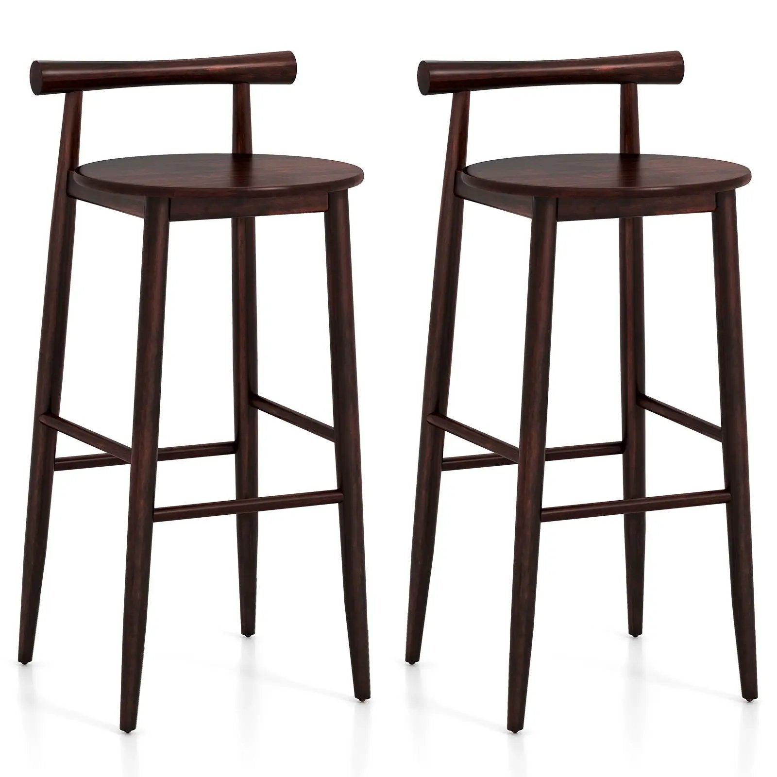 Wooden Bar Chair Set of 2 with Backrest and Footrest for Home Restaurant Cafe by DirectDeals