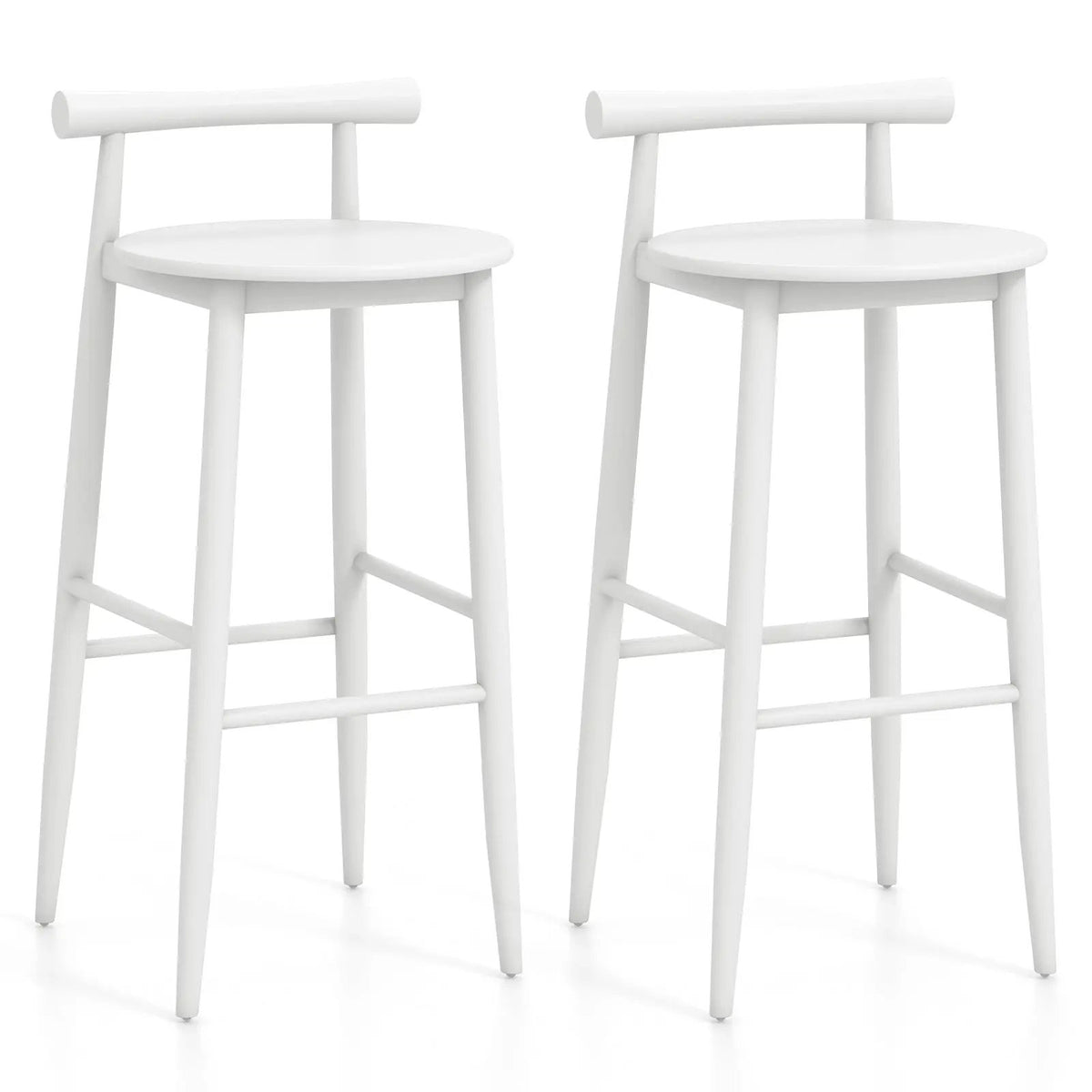 Wooden Bar Chair Set of 2 with Backrest and Footrest for Home Restaurant Cafe by DirectDeals