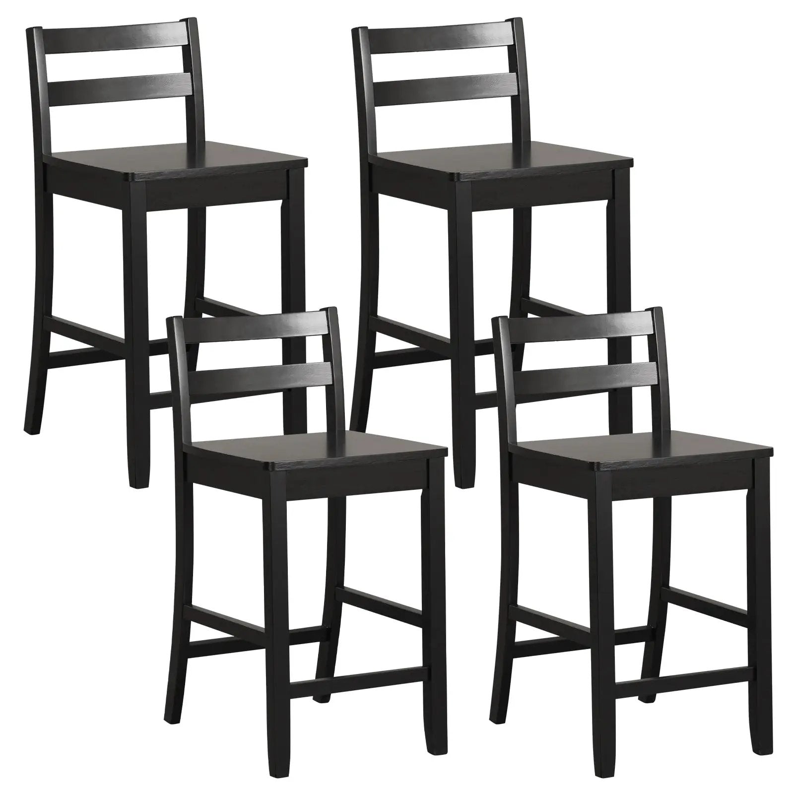Wooden Bar Stools Set of 2 with Ergonomic Backrest and Footrest by DirectDeals