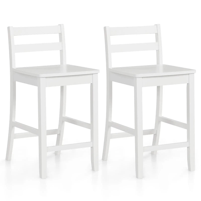 Wooden Bar Stools Set of 2 with Ergonomic Backrest and Footrest by DirectDeals