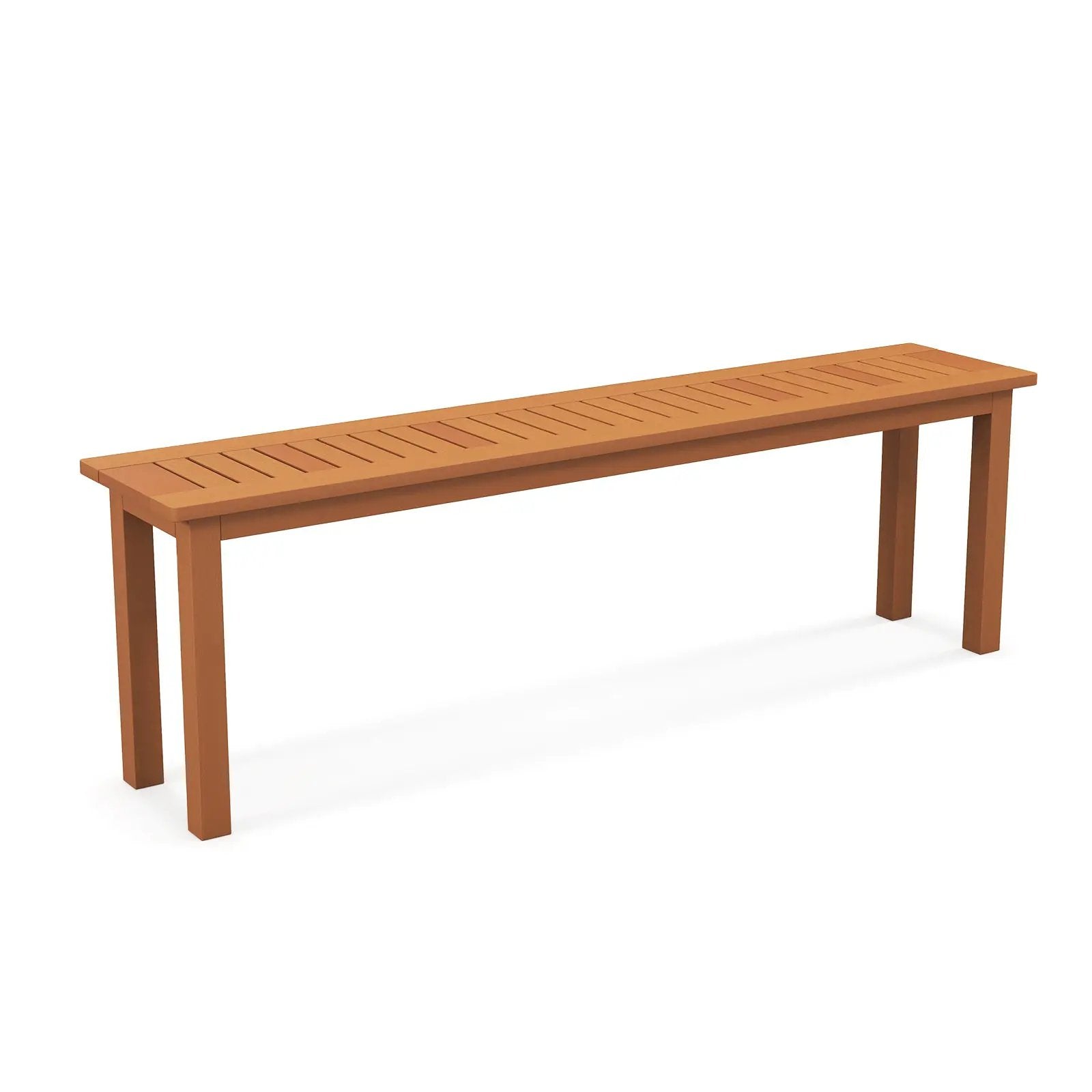 Outdoor 59 Inch Long Patio Dining Backless Wooden Bench with Teak Oil Finish by DirectDeals