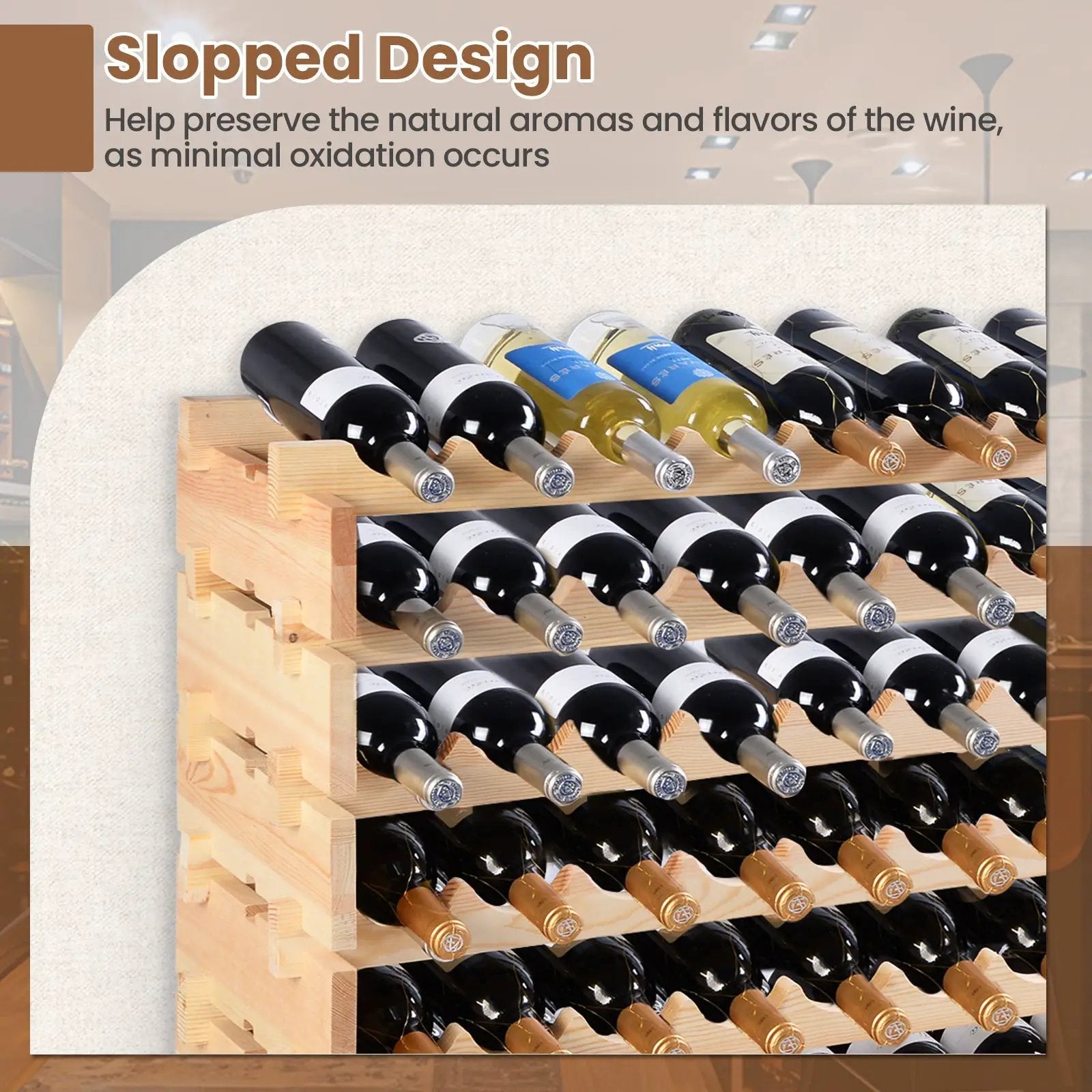 Wooden Bottle Rack Wine Display Shelves for 72 Bottles by DirectDeals