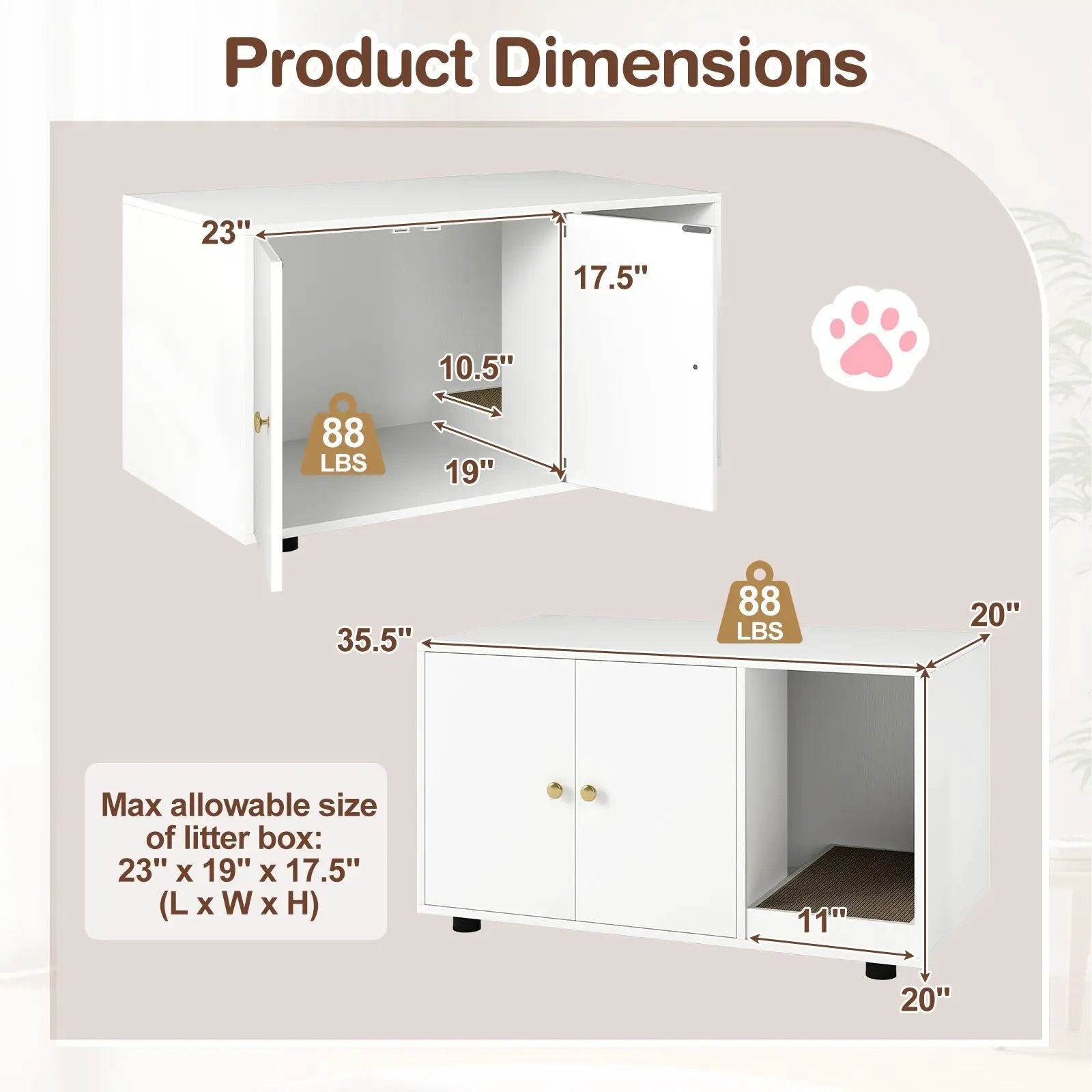 Wooden Cat Litter Box Enclosure Hidden Litter Box Furniture with Scratching Board by DirectDeals