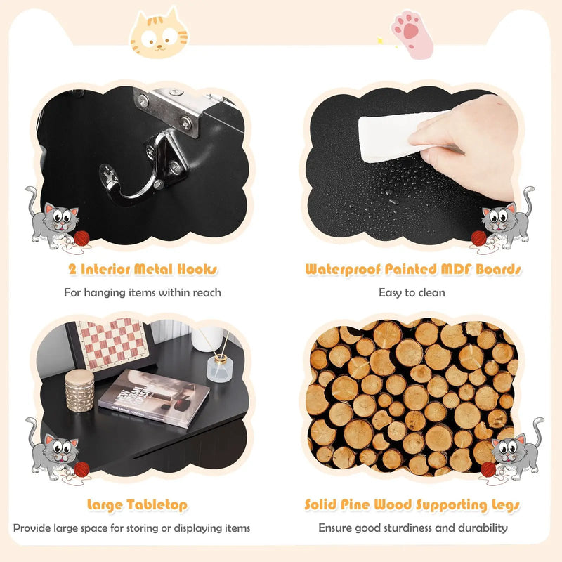 Wooden Cat Litter Box Enclosure with Top Opening Side Table Furniture by DirectDeals