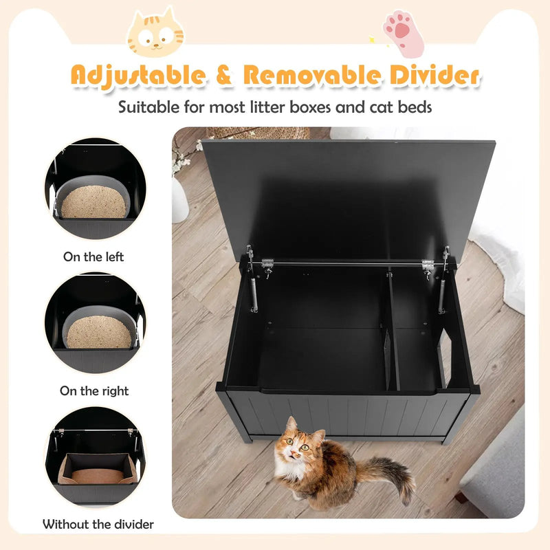 Wooden Cat Litter Box Enclosure with Top Opening Side Table Furniture by DirectDeals