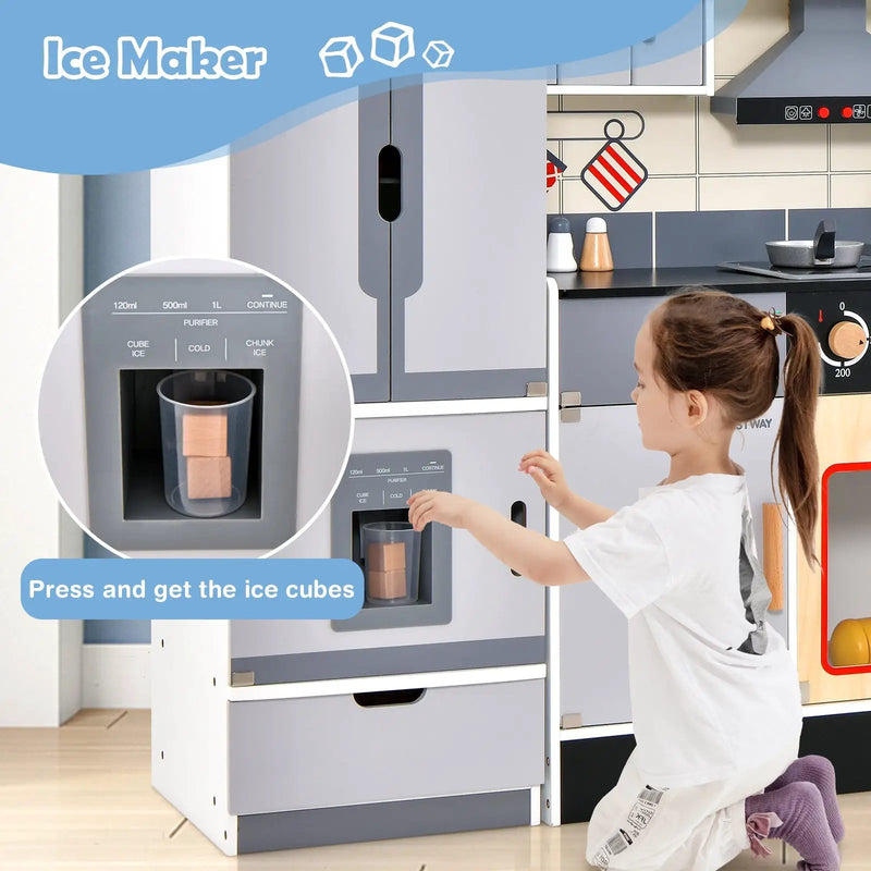 Wooden Chef Play Kitchen and Refrigerator with Realistic Range Hood and Roaster by DirectDeals