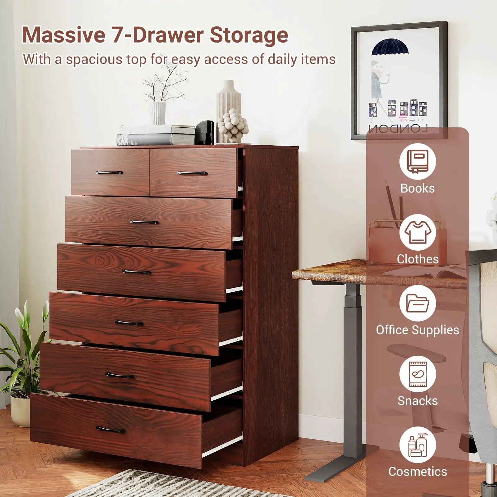 Wooden Chest of Drawers with Anti by DirectDeals