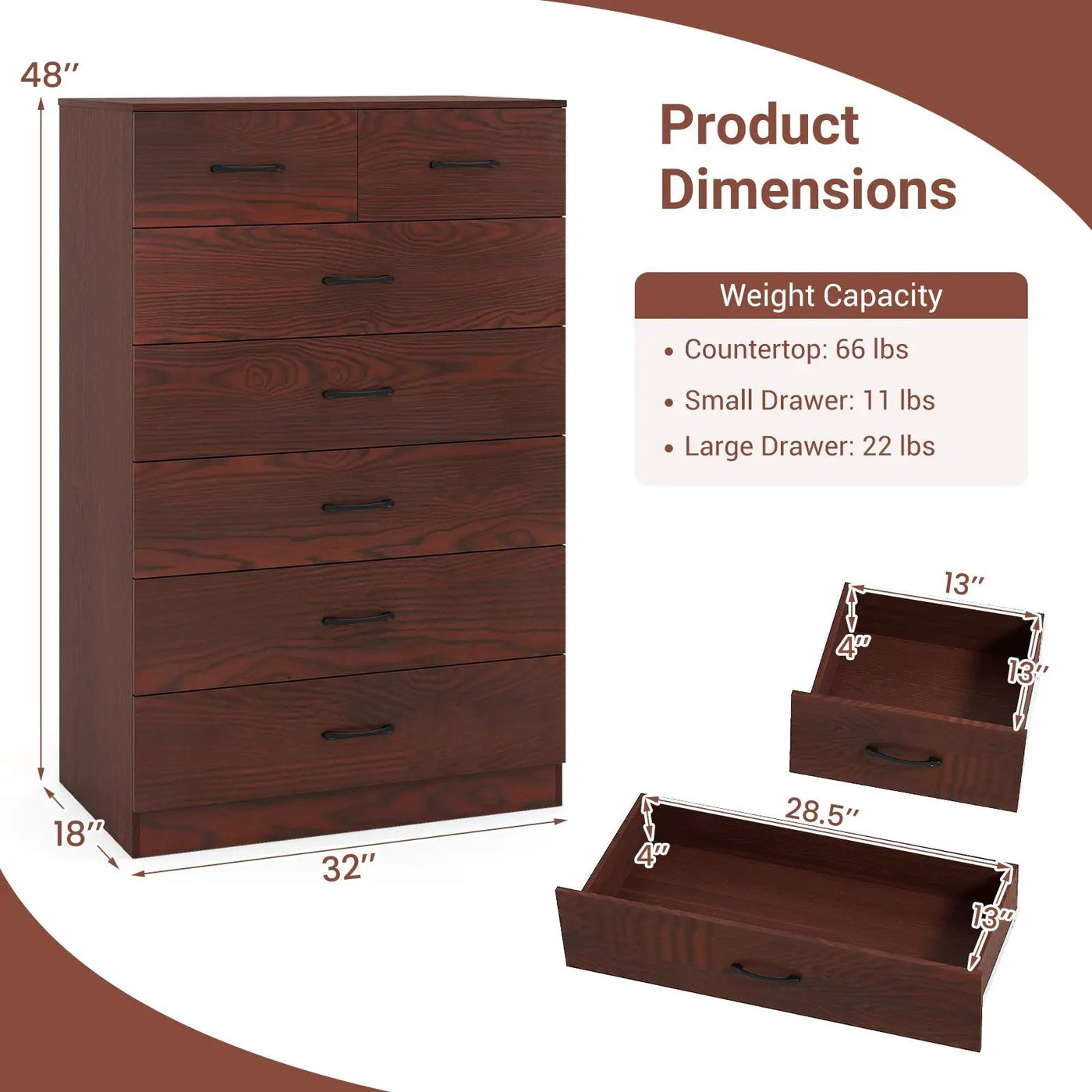 Wooden Chest of Drawers with Anti by DirectDeals
