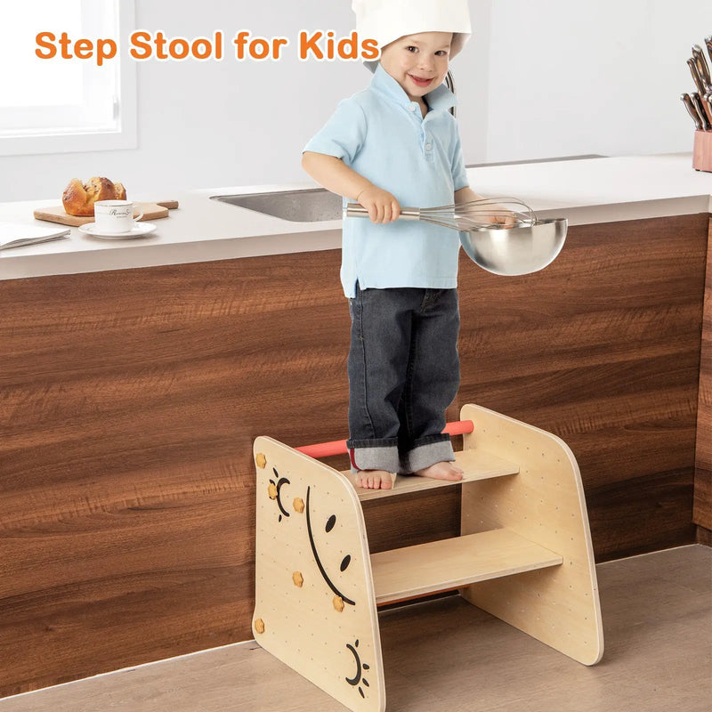 Wooden Climbing Toy Triangle Climber Set with Seesaw-Multicolor by DirectDeals