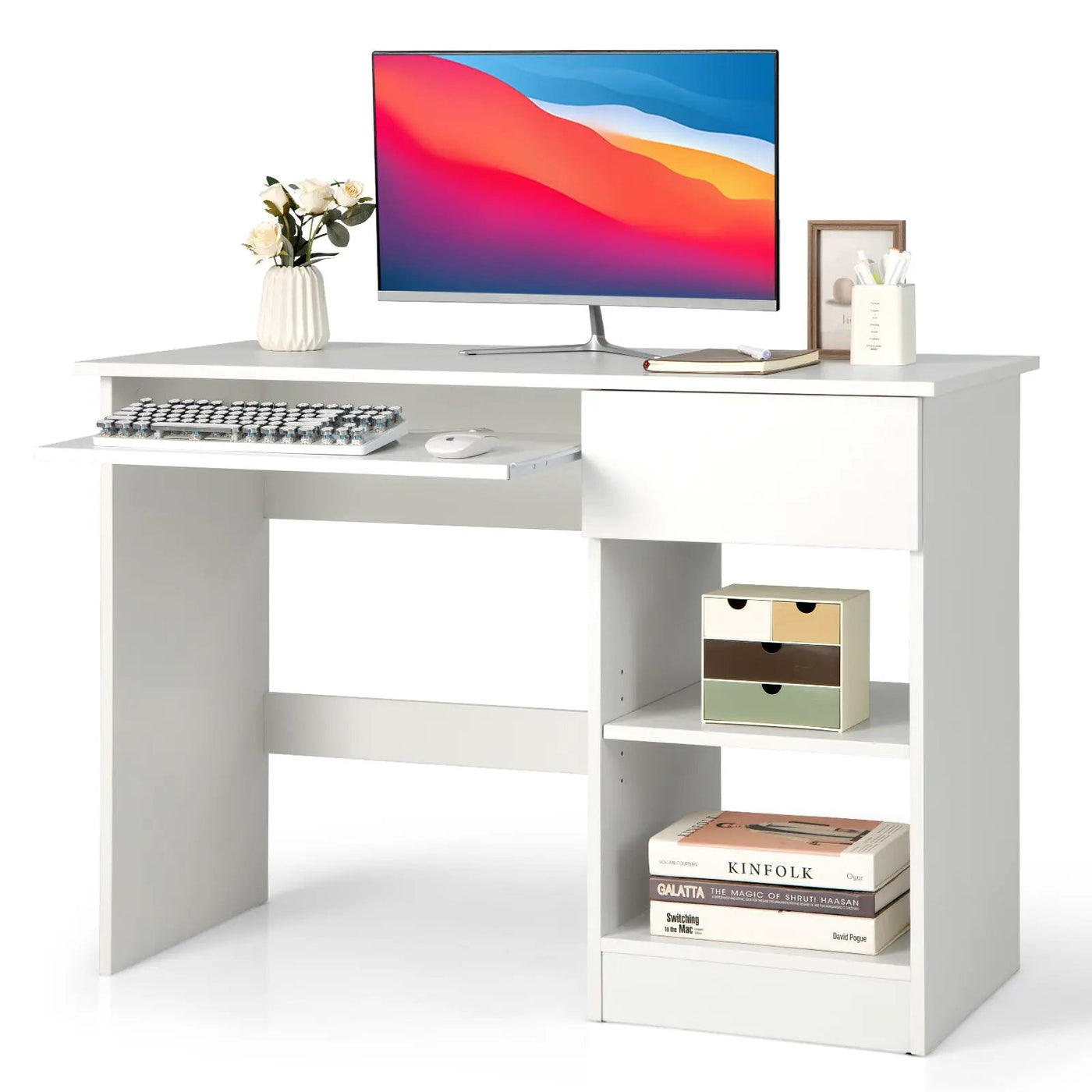 Wooden Computer Desk with CPU Stand by DirectDeals