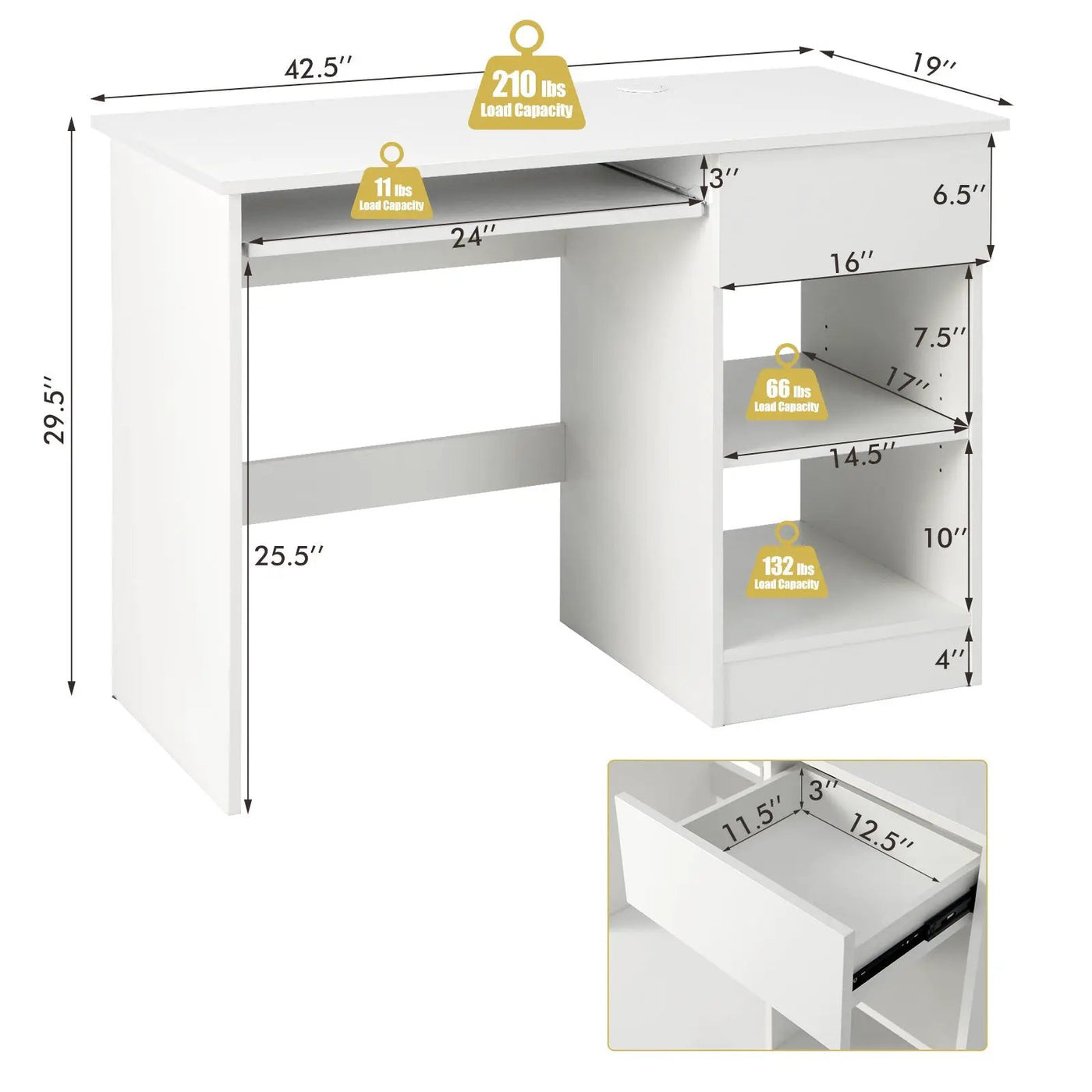 Wooden Computer Desk with CPU Stand by DirectDeals