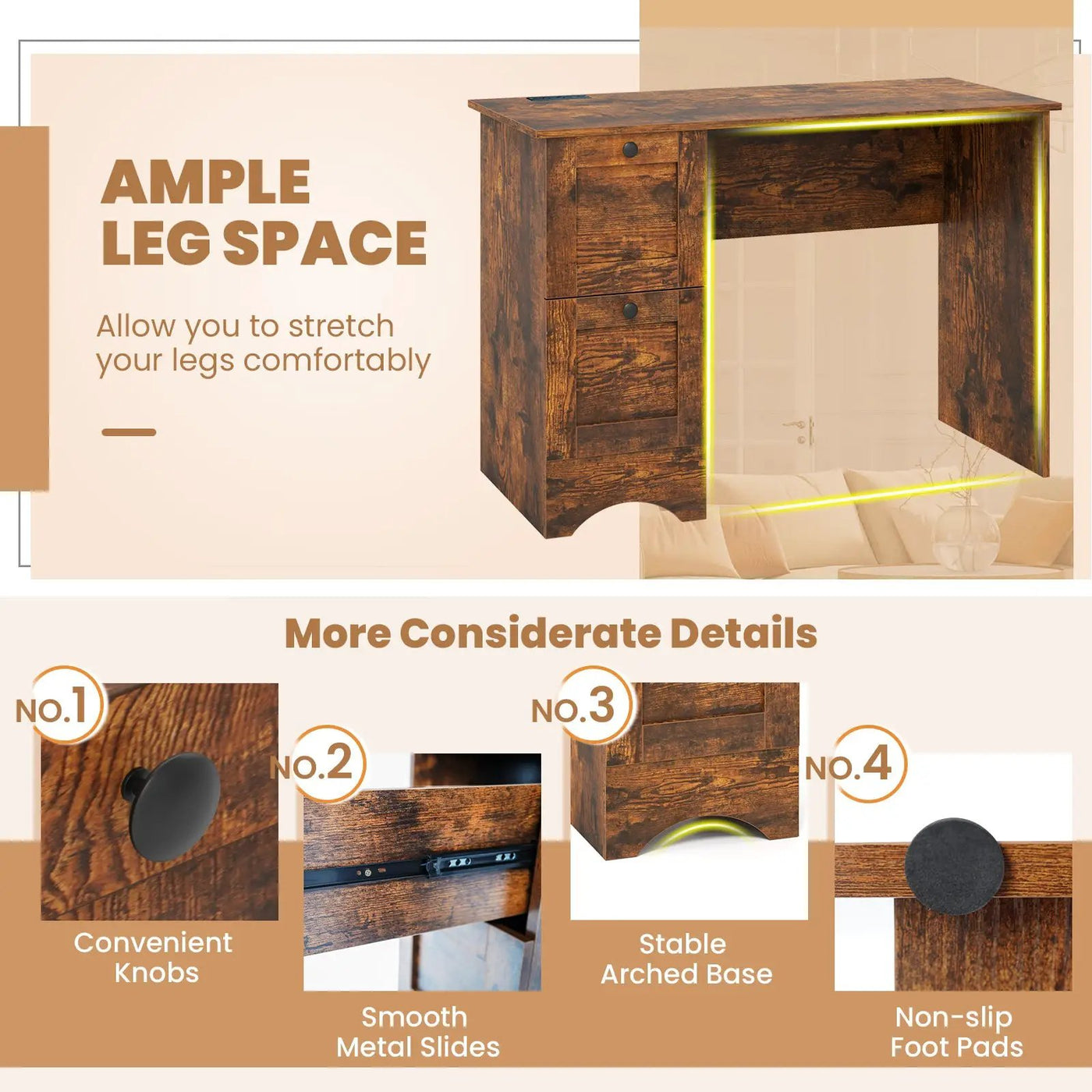 Wooden Computer Desk Workstation with 3 Drawers for Home and Office by DirectDeals