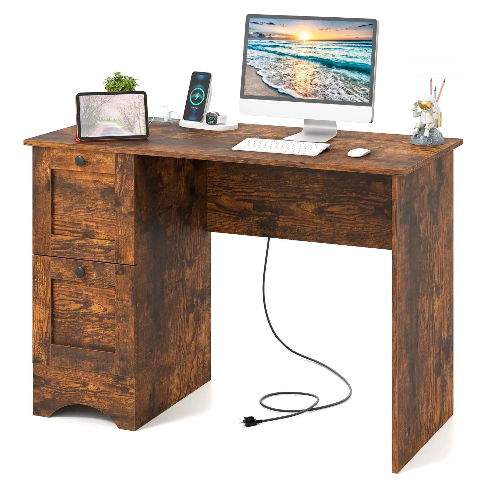 Wooden Computer Desk Workstation with 3 Drawers for Home and Office by DirectDeals