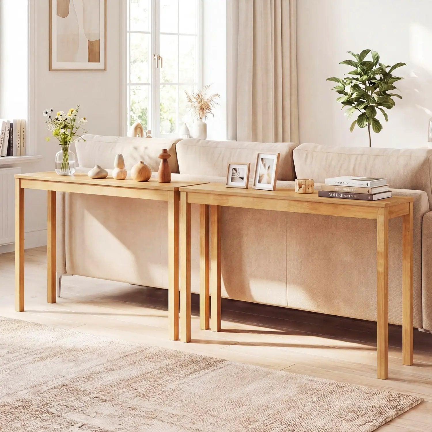 Wooden Console Table Modern Farmhouse Sofa Table with Thickened Top by DirectDeals