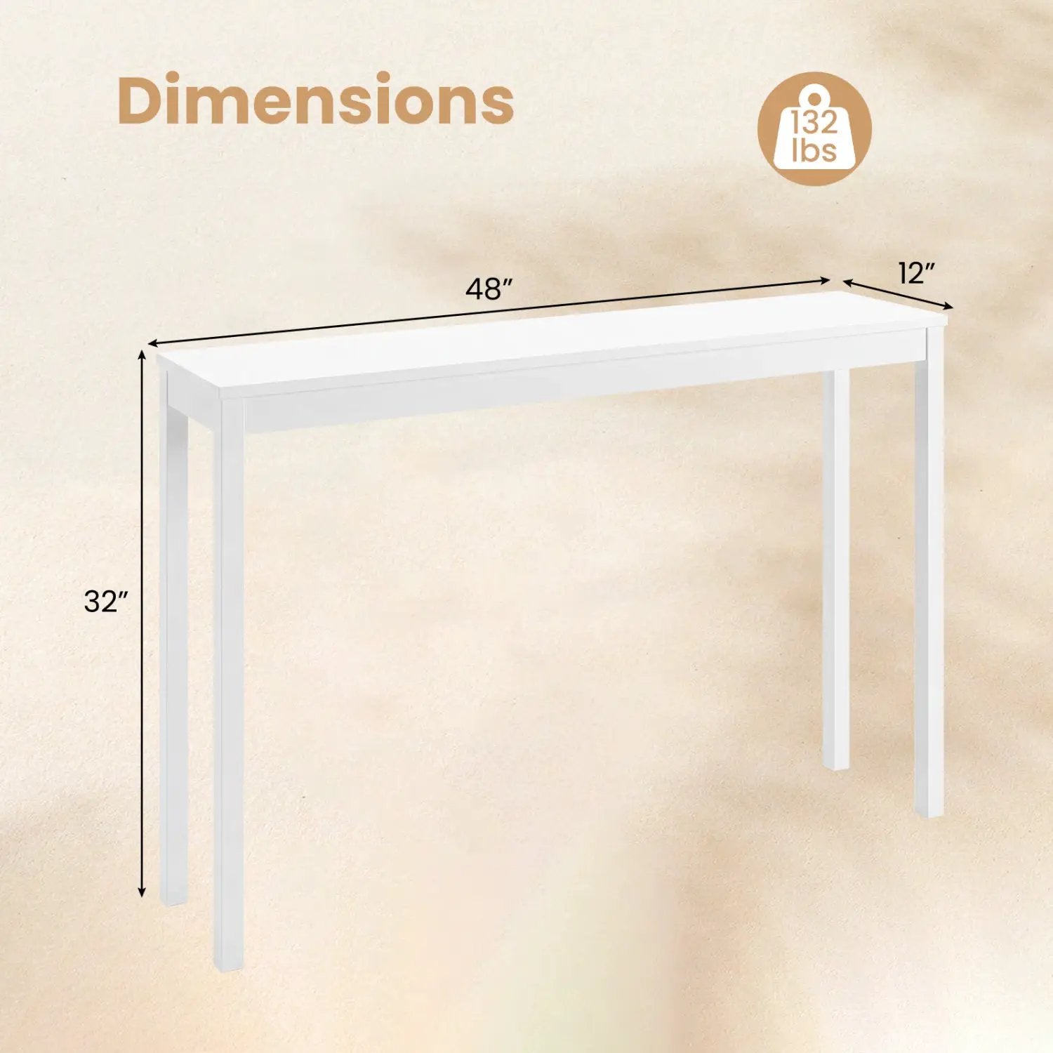 Wooden Console Table Modern Farmhouse Sofa Table with Thickened Top by DirectDeals