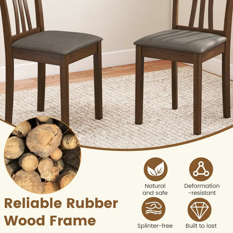 Wooden Dining Chairs Set of 2 with Linen Fabric Upholstered and Rubber Wood Frame-Brown by DirectDeals