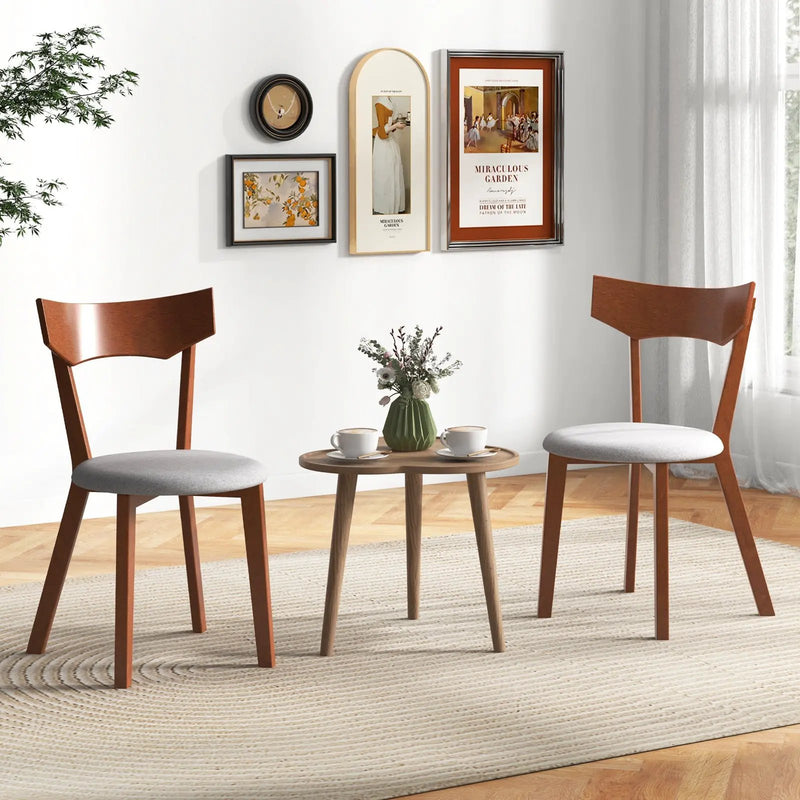 Wooden Dining Chair Set of 2 with Rubber Wood Legs and Padded Seat Cushion by DirectDeals