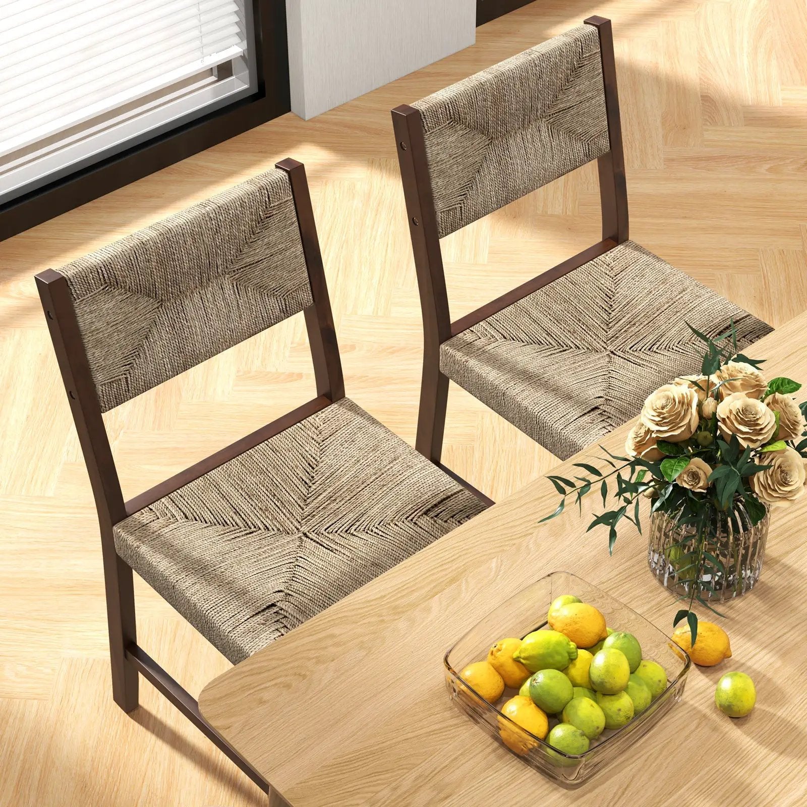 Wooden Dining Chair Set of 2 for Kitchen Dining Room-Brown by DirectDeals